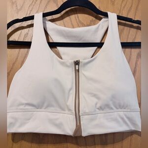 Thrive Societe Zip-Front Cream Sports Bra